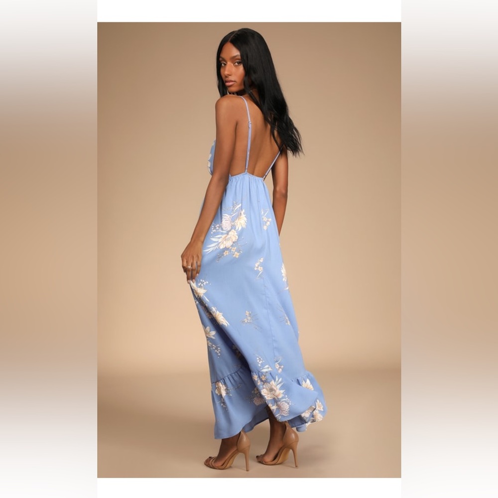 Lulus new with tags long floral blue dress perfect for vacation - Picture 4 of 7